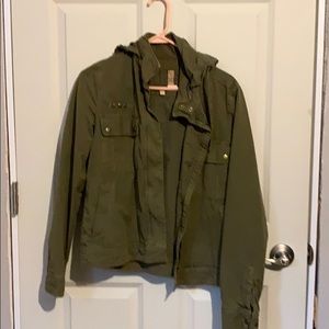 J Crew utility jacket with hood.